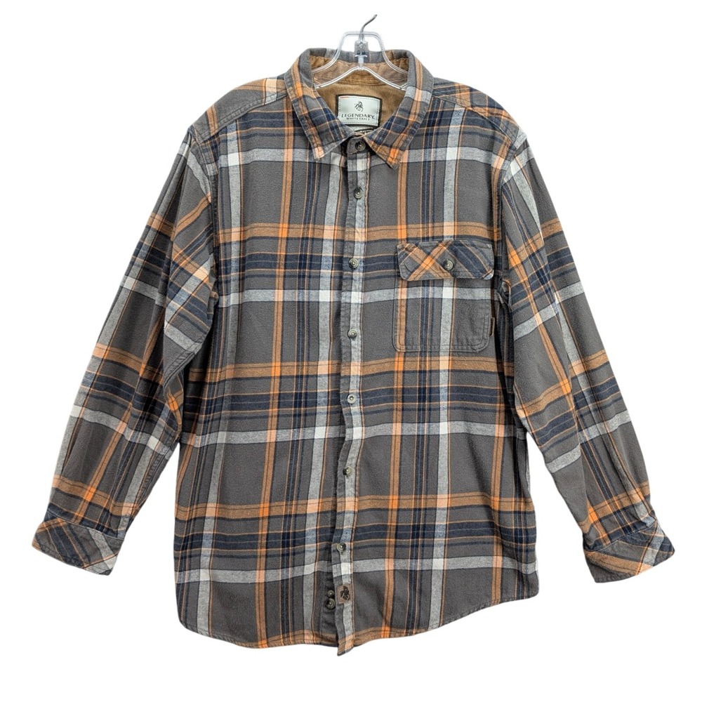 Legendary Whitetails Buck Camp Plaid Flannel Shirt Men's‎ Corduroy Collar Size L